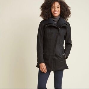 Modcloth Steve Madden Diagonal Alley Asymmetrical Black Wool Pea-coat Steve Madd